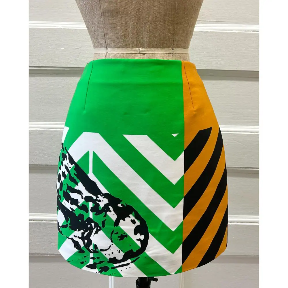 Dior colour block leopard print mini skirt