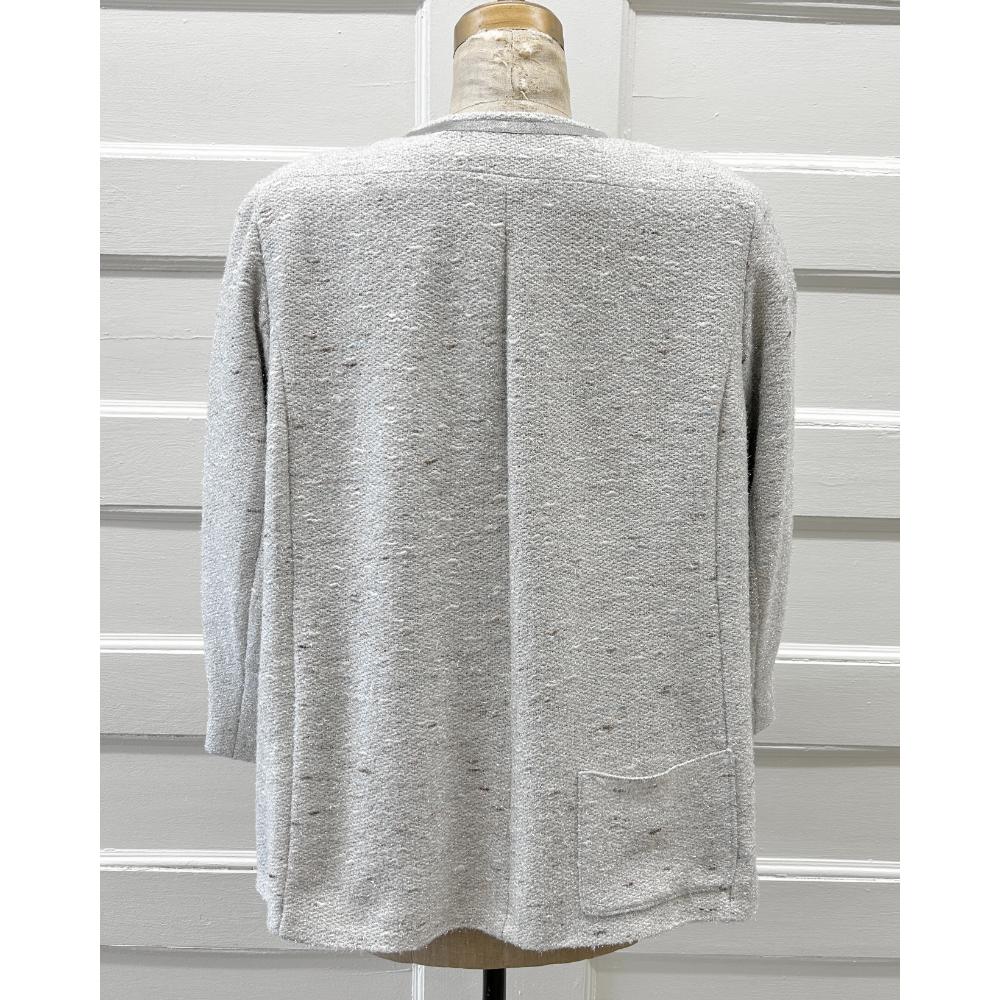 Chanel 1999 silver tweed jacket w/ leather ties