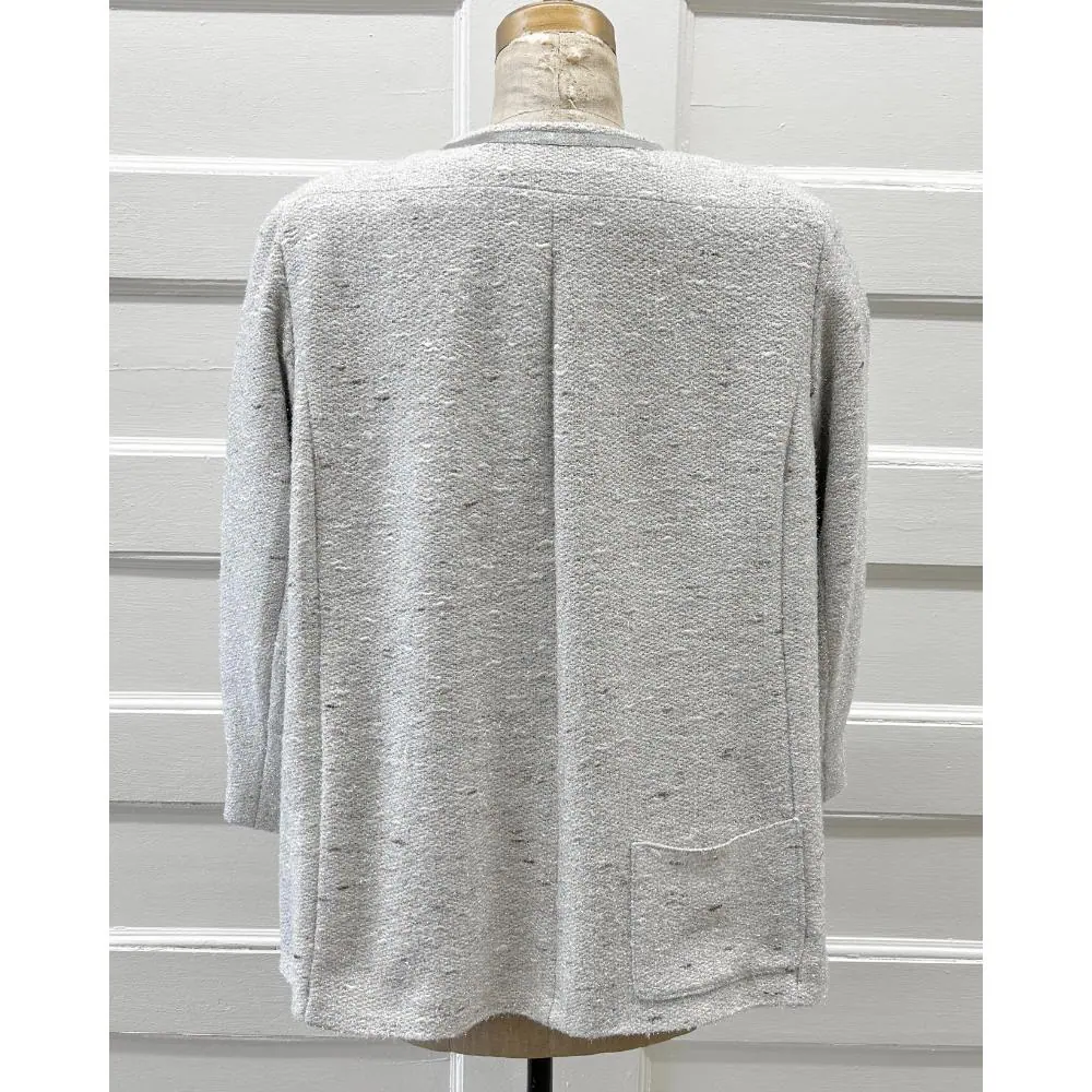 Chanel 1999 silver tweed jacket w/ leather ties
