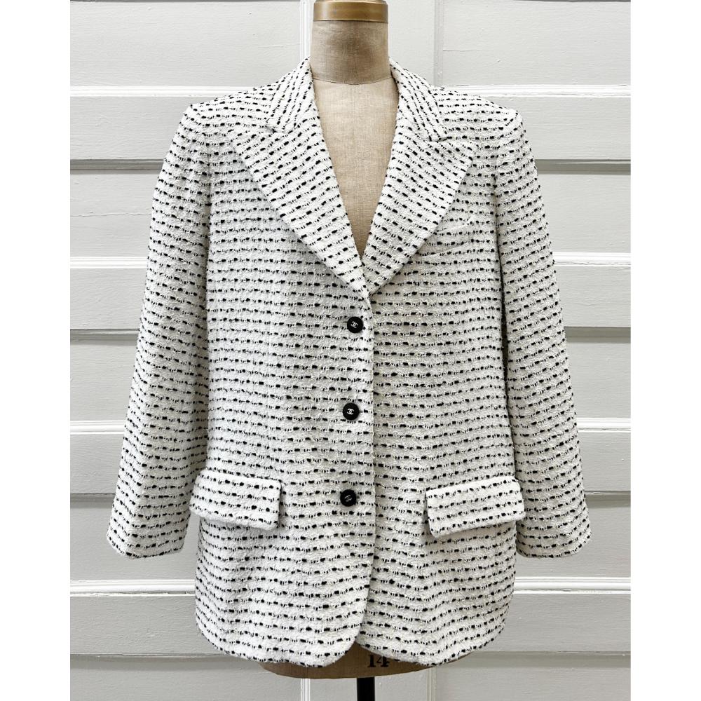 Chanel 1998 white, cream and black tweed jacket