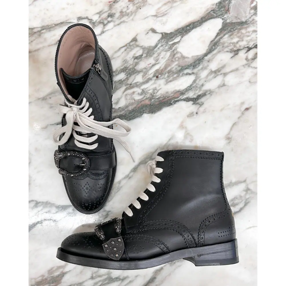 Gucci black brogue Queercore ankle boots ~ sz 38