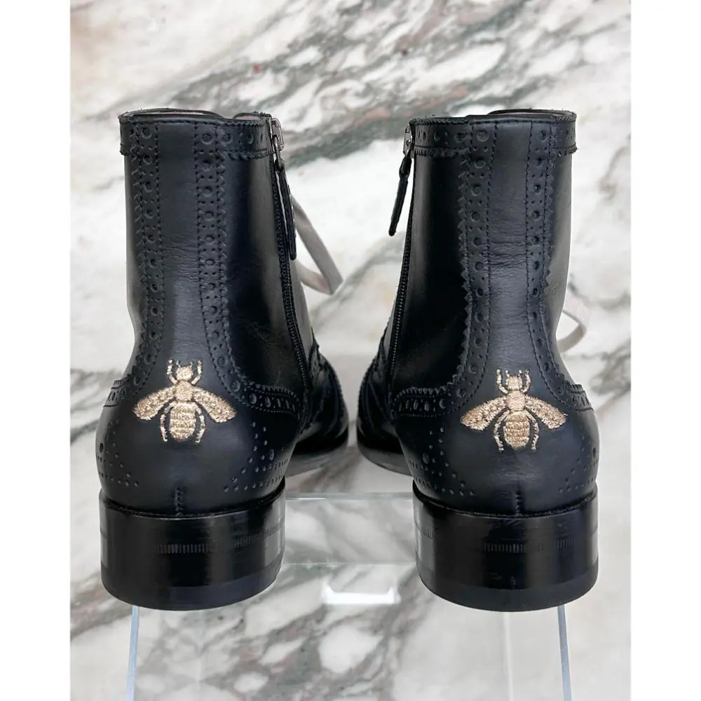 Gucci black brogue Queercore ankle boots ~ sz 38
