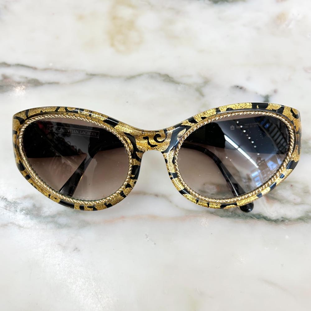 Christian Lacroix black & gold cat eye sunglasses