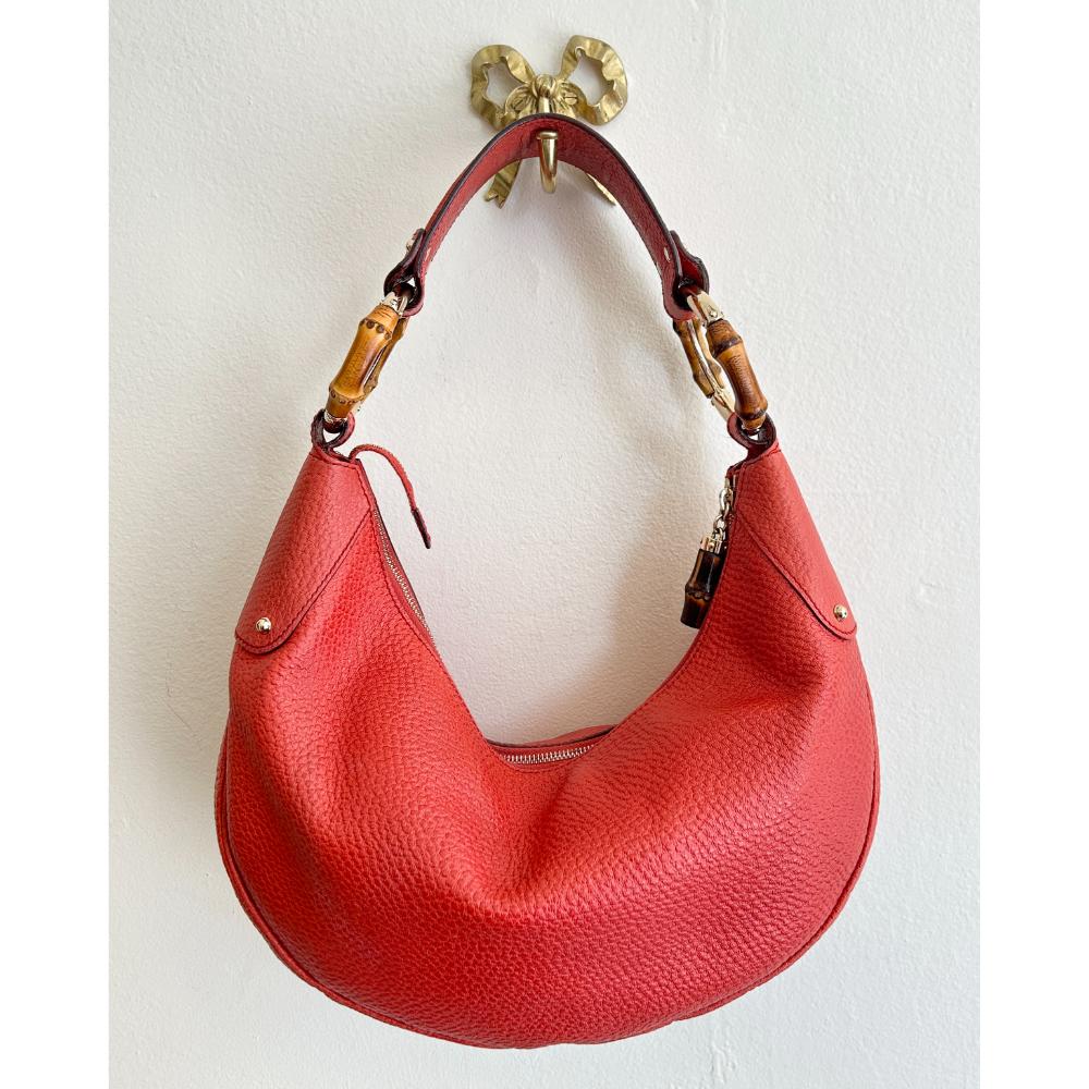 Gucci bamboo ring hobo bag in paprika leather