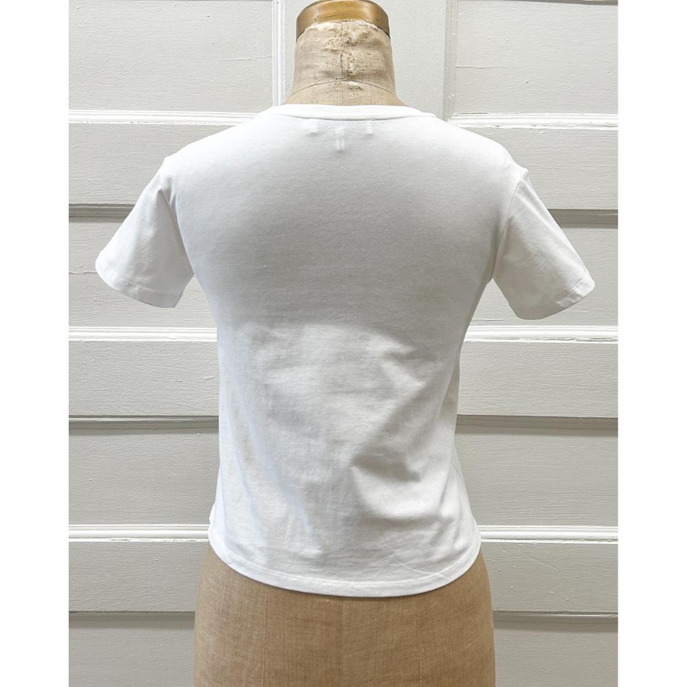 Dior kids white t-shirt w/ white & gold embroidered logo