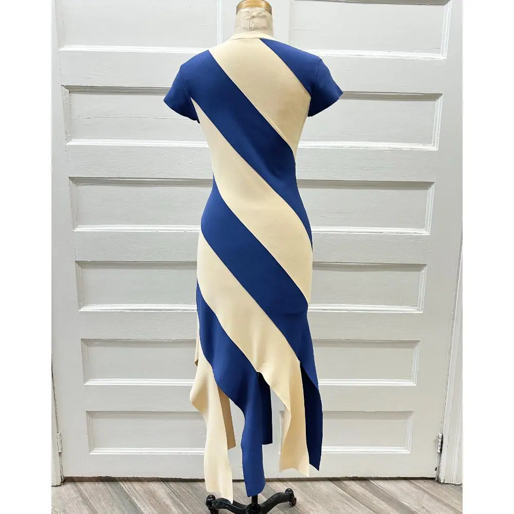 Stella McCartney indigo & beige striped knit dress