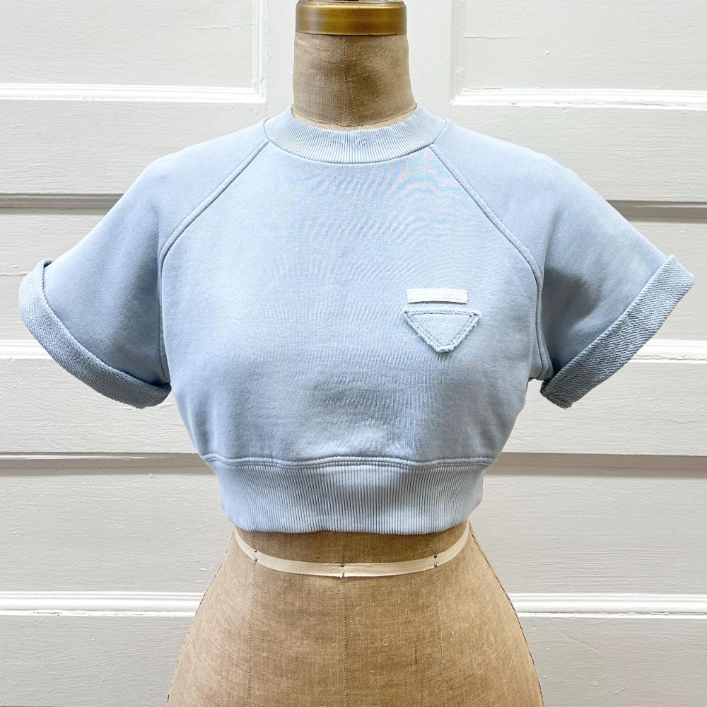 Prada powder blue cotton cropped shirt