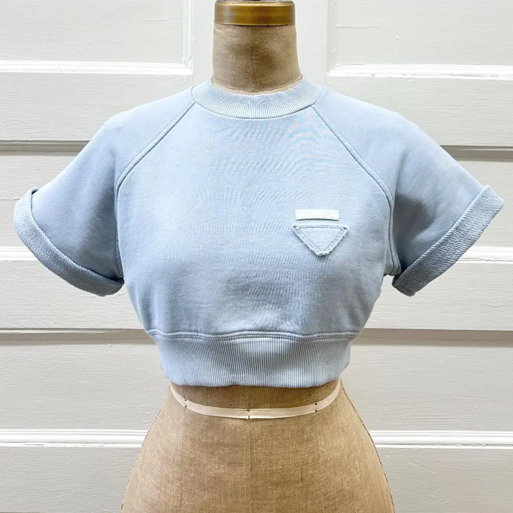 Prada powder blue cotton cropped shirt