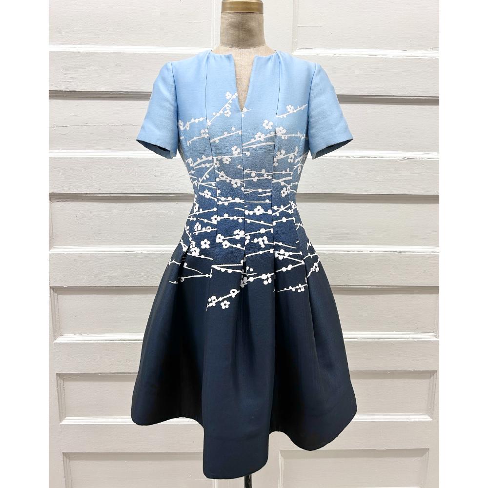 Oscar de la Renta gradient blue cherry blossom dress