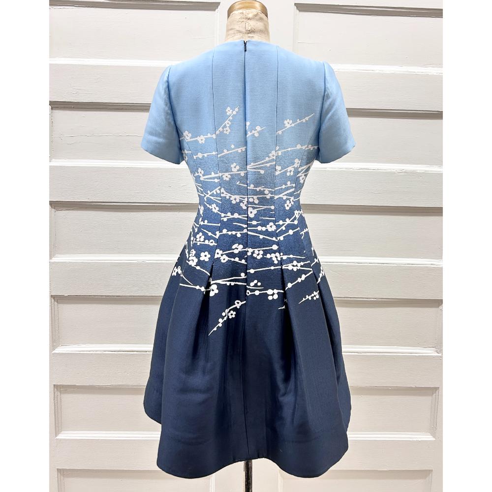 Oscar de la Renta gradient blue cherry blossom dress