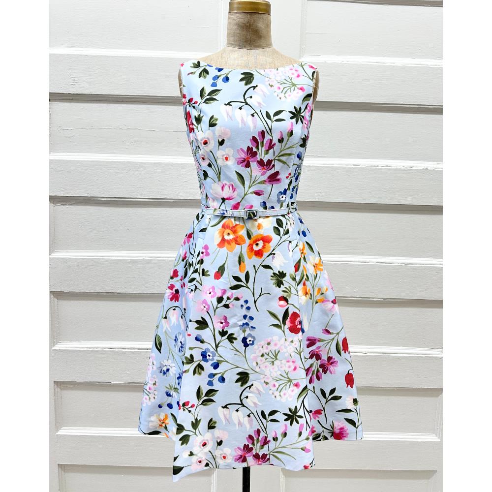 Oscar de la Renta silk powder blue floral dress