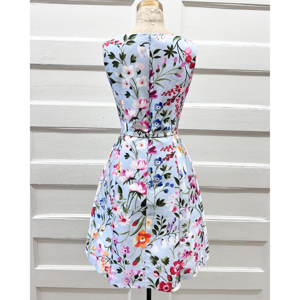 Oscar de la Renta silk powder blue floral dress