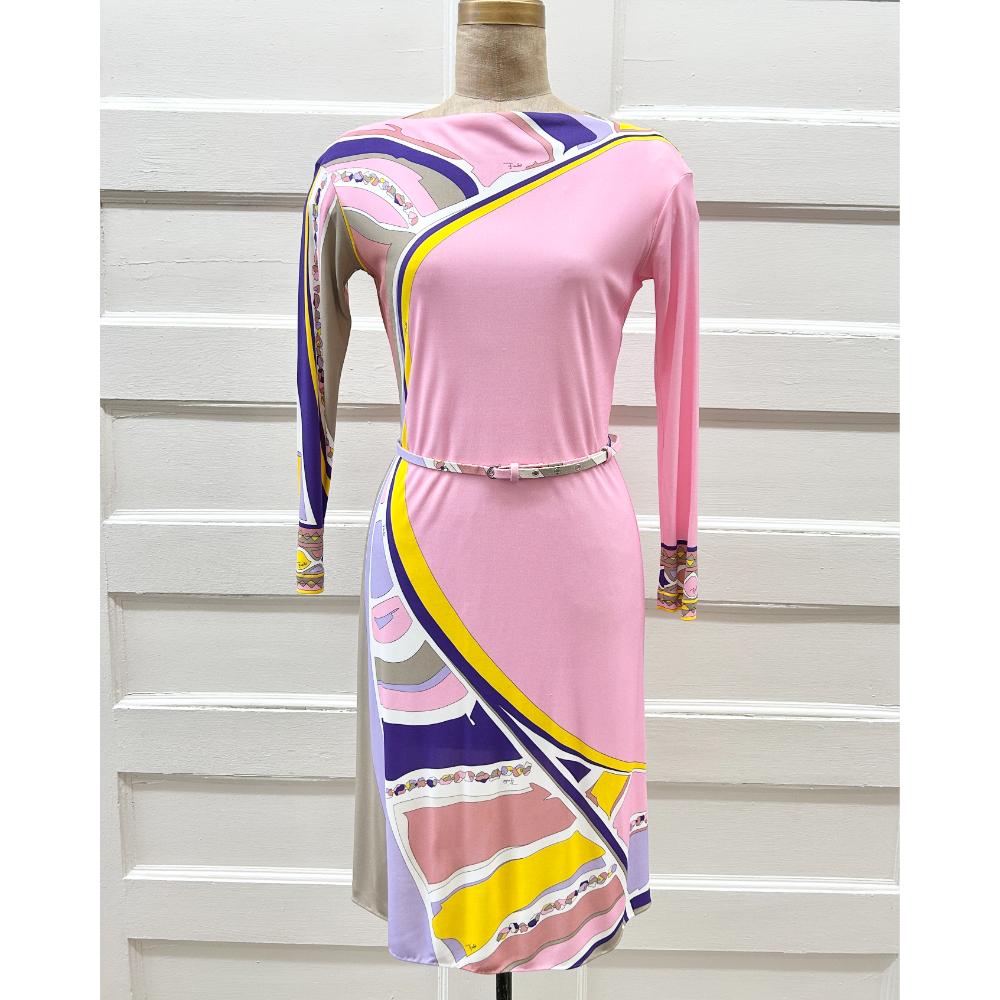 Pucci pink, purple & yellow print dress & belt