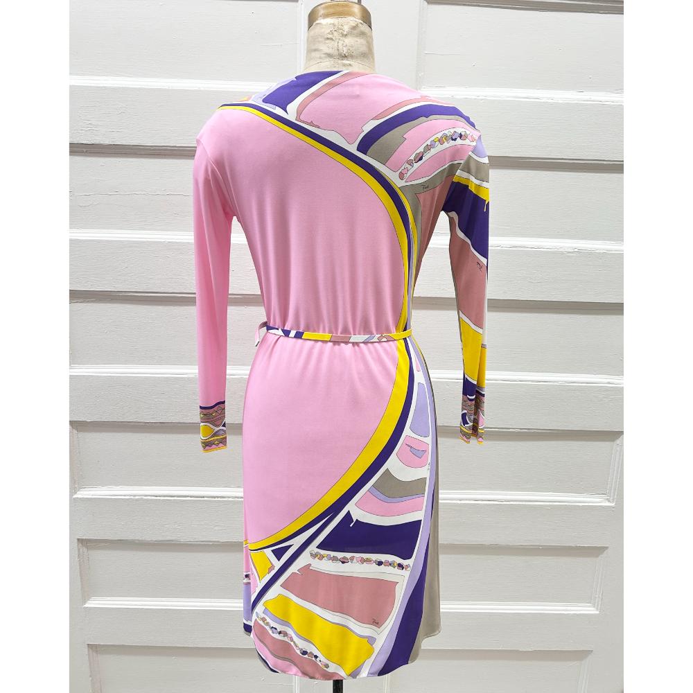 Pucci pink, purple & yellow print dress & belt