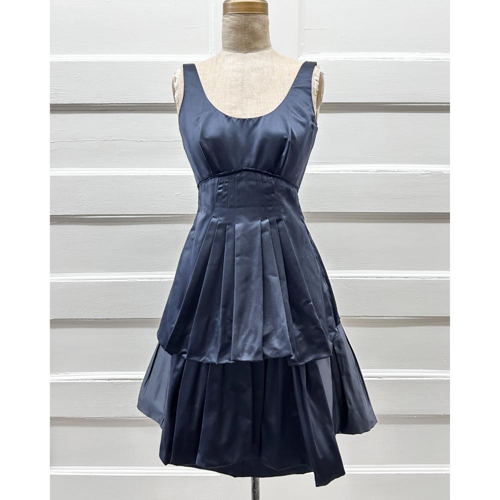 Prada navy silk peplum dress