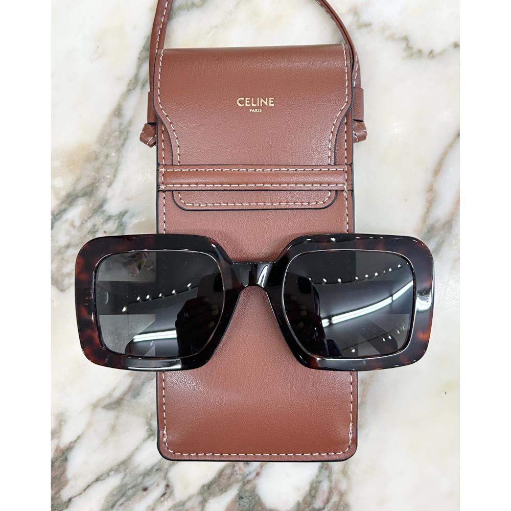Celine Triomphe square tortoise shell sunglasses