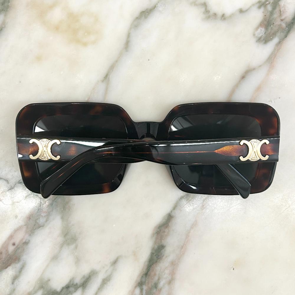 Celine Triomphe square tortoise shell sunglasses