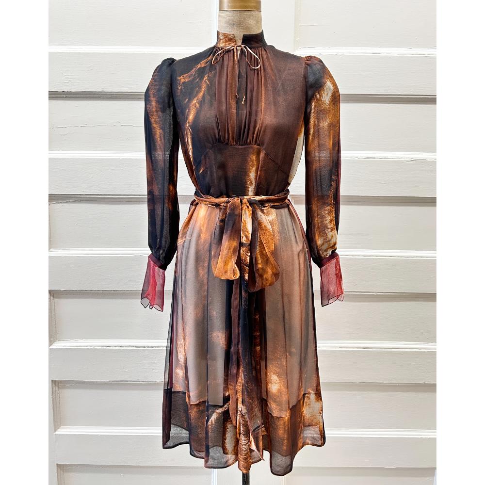 Givenchy autumn tones silk chiffon dress