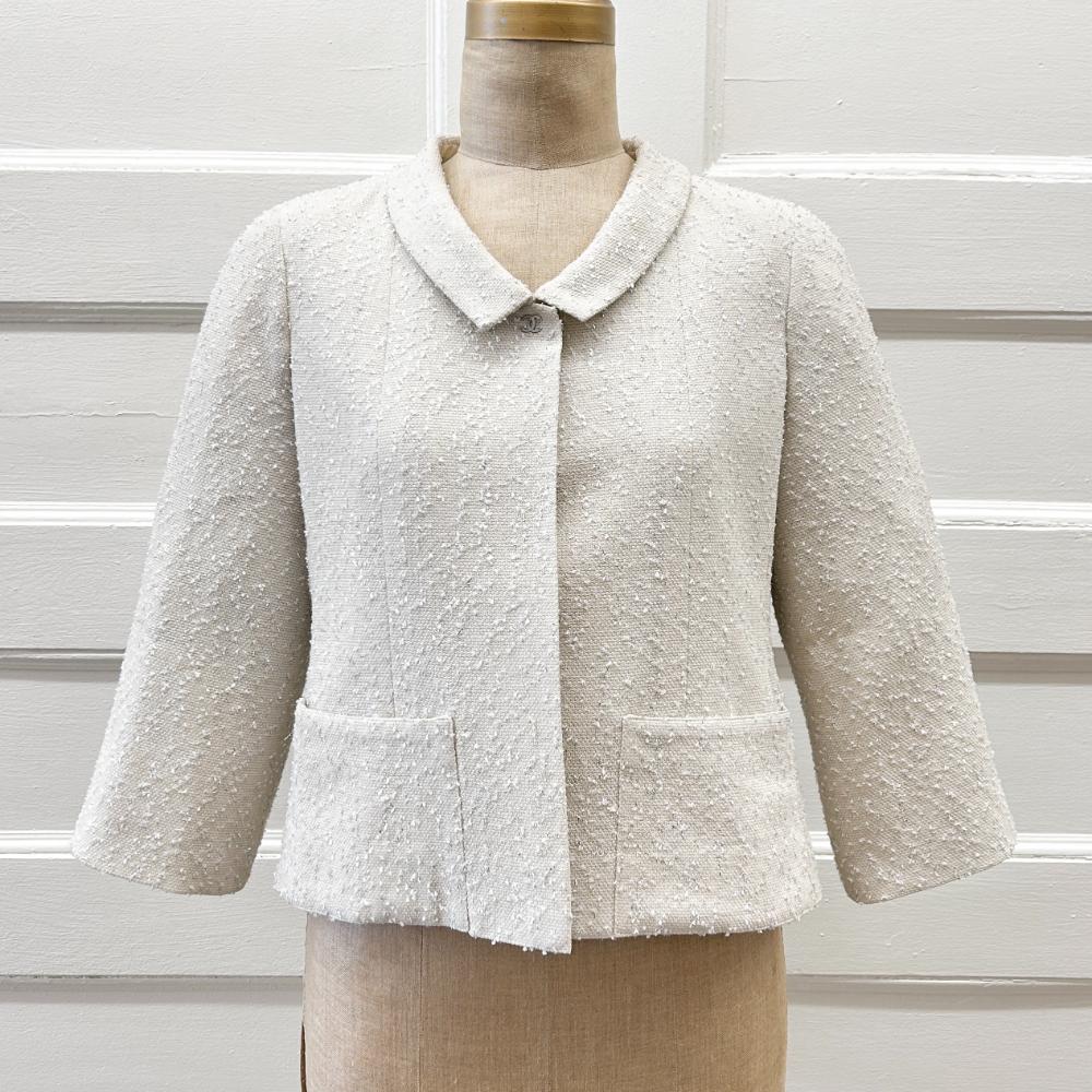 Chanel 1999 cream & silver sparkle jacket