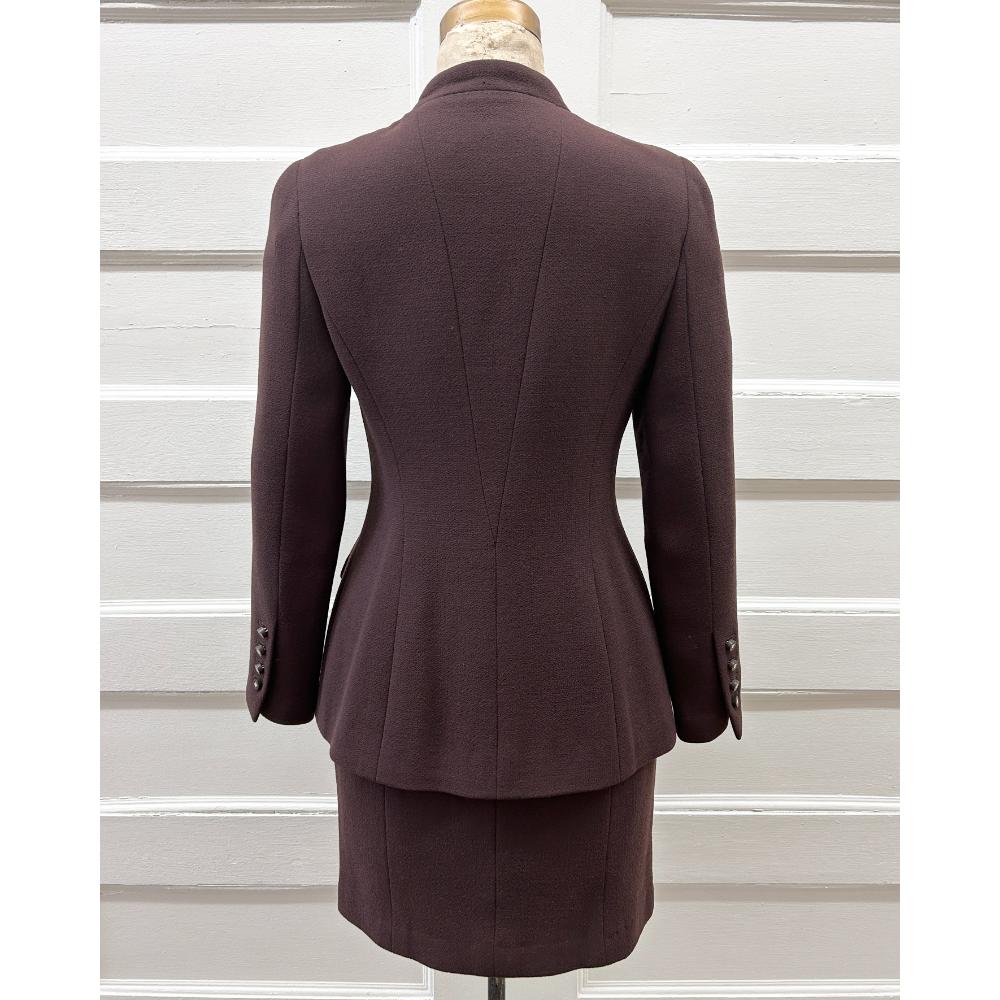 Chanel 1996 chocolate brown skirt suit