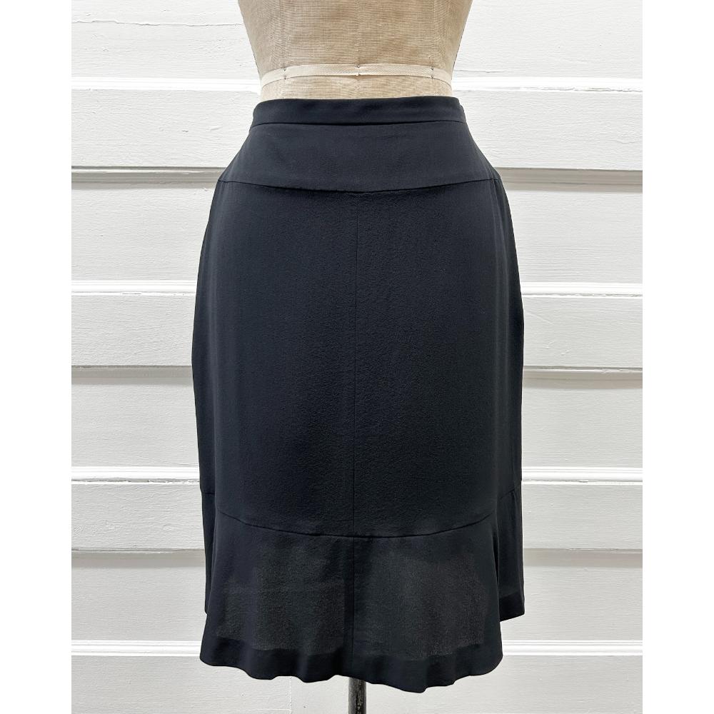 Chanel 2001 black silk midi skirt