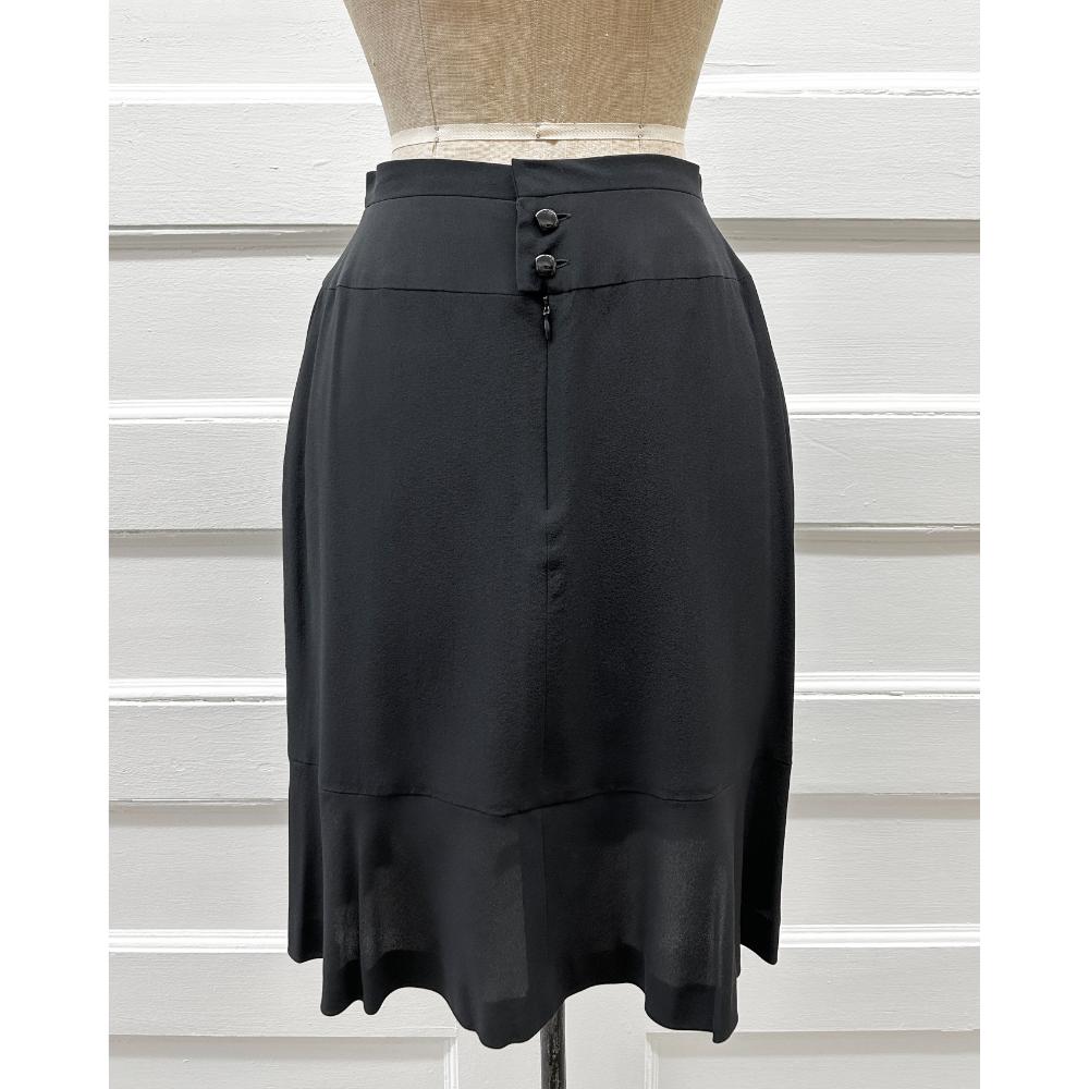 Chanel 2001 black silk midi skirt