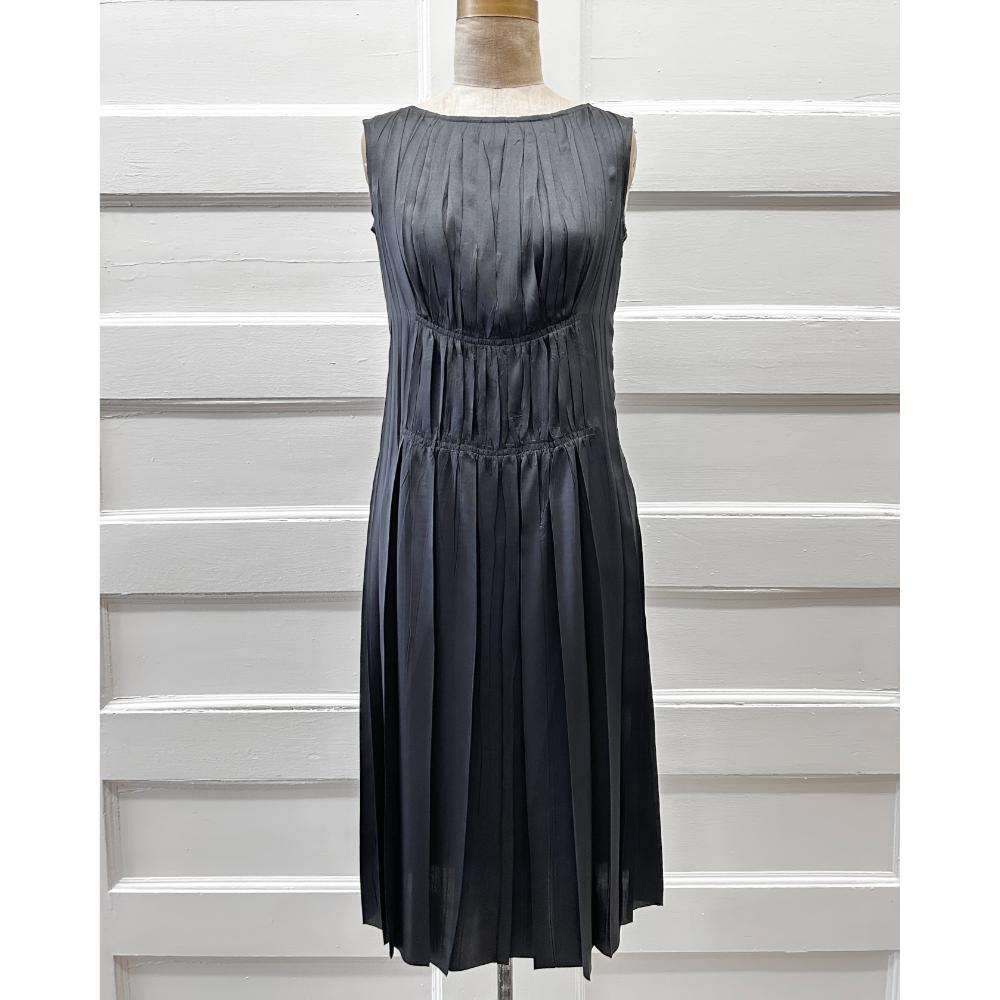 Issey Miyake black pleated sleeveless dress