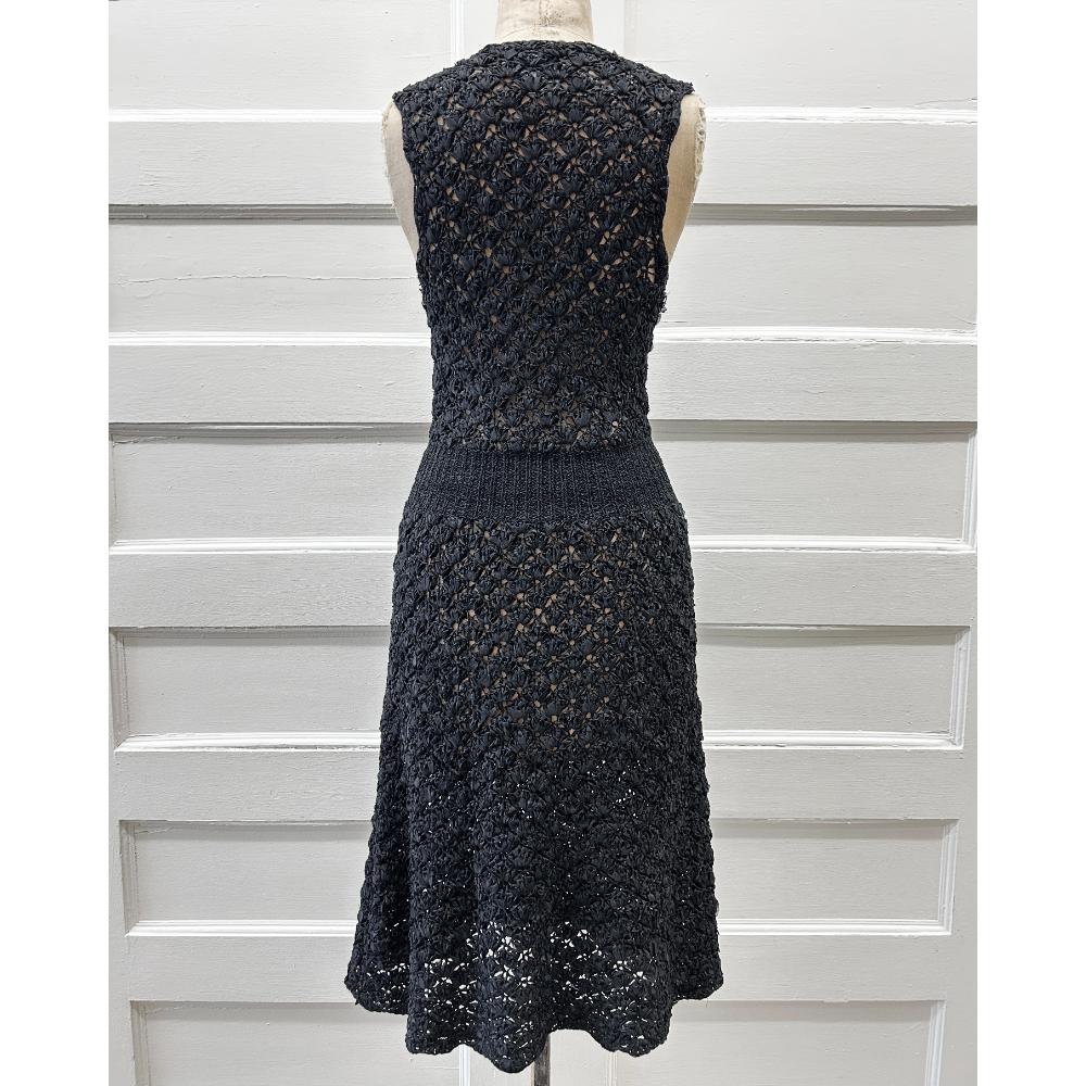 Chanel 2008 black silk crochet dress