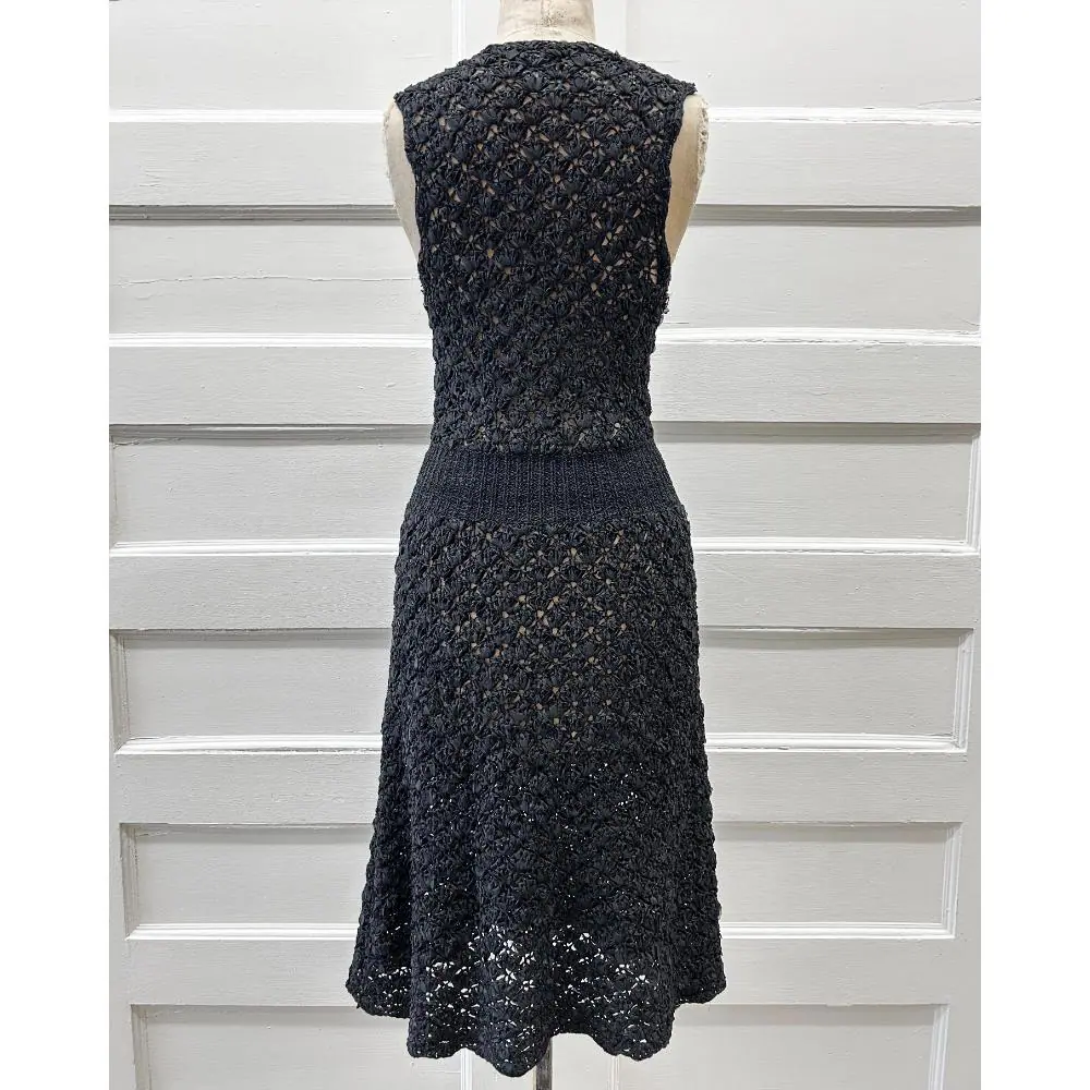 Chanel 2008 black silk crochet dress
