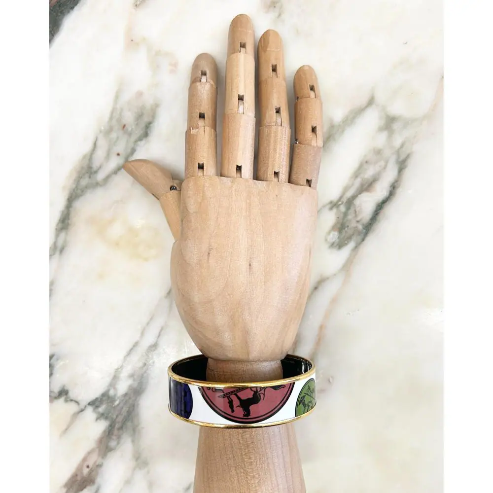 Hermès multicolour enamel Confettis d'Ex-Libris bangle bracelet