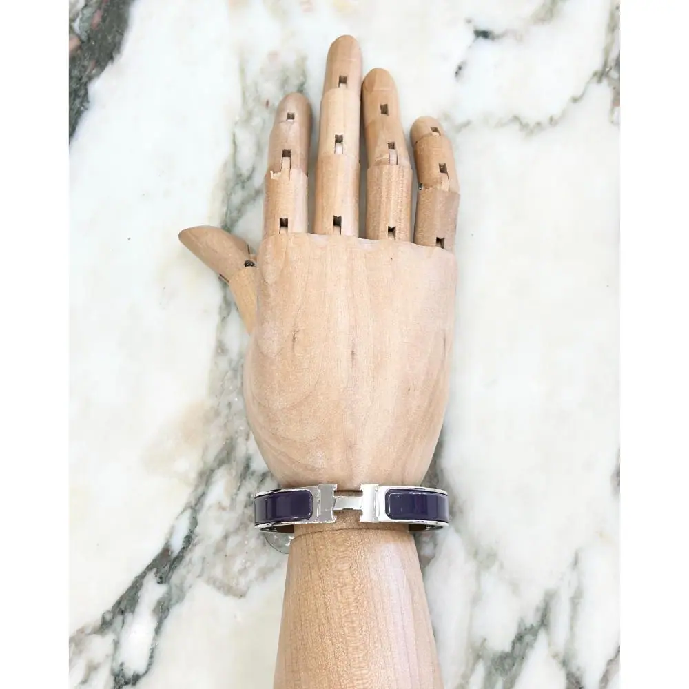 Hermès Clic H bracelet in purple enamel & palladium