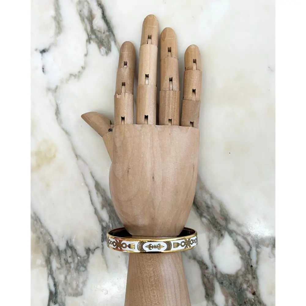 Hermès enamel Grand Apparat bangle with gold trim