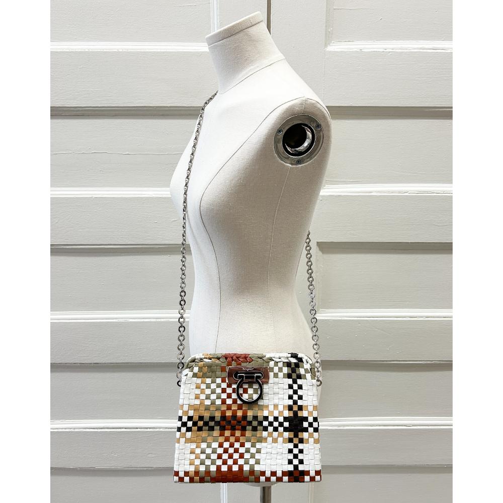 Ferragamo Limited Edition earth tones woven crossbody bag