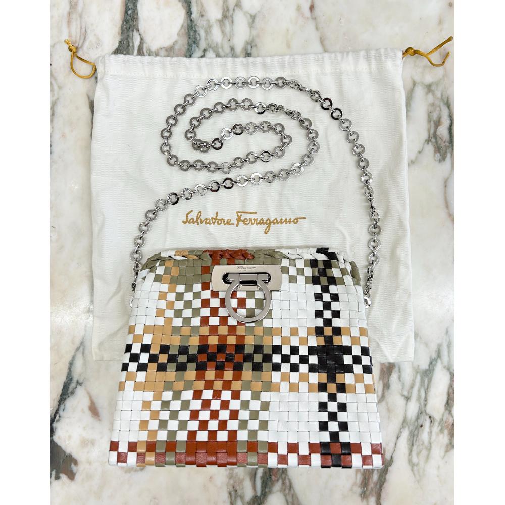 Ferragamo Limited Edition earth tones woven crossbody bag