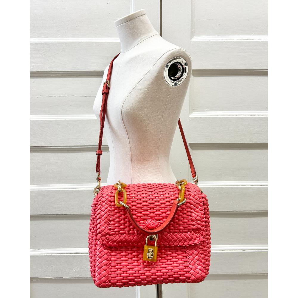 Dolce & Gabbana Miss Bonita Satchel in coral pvc & leather