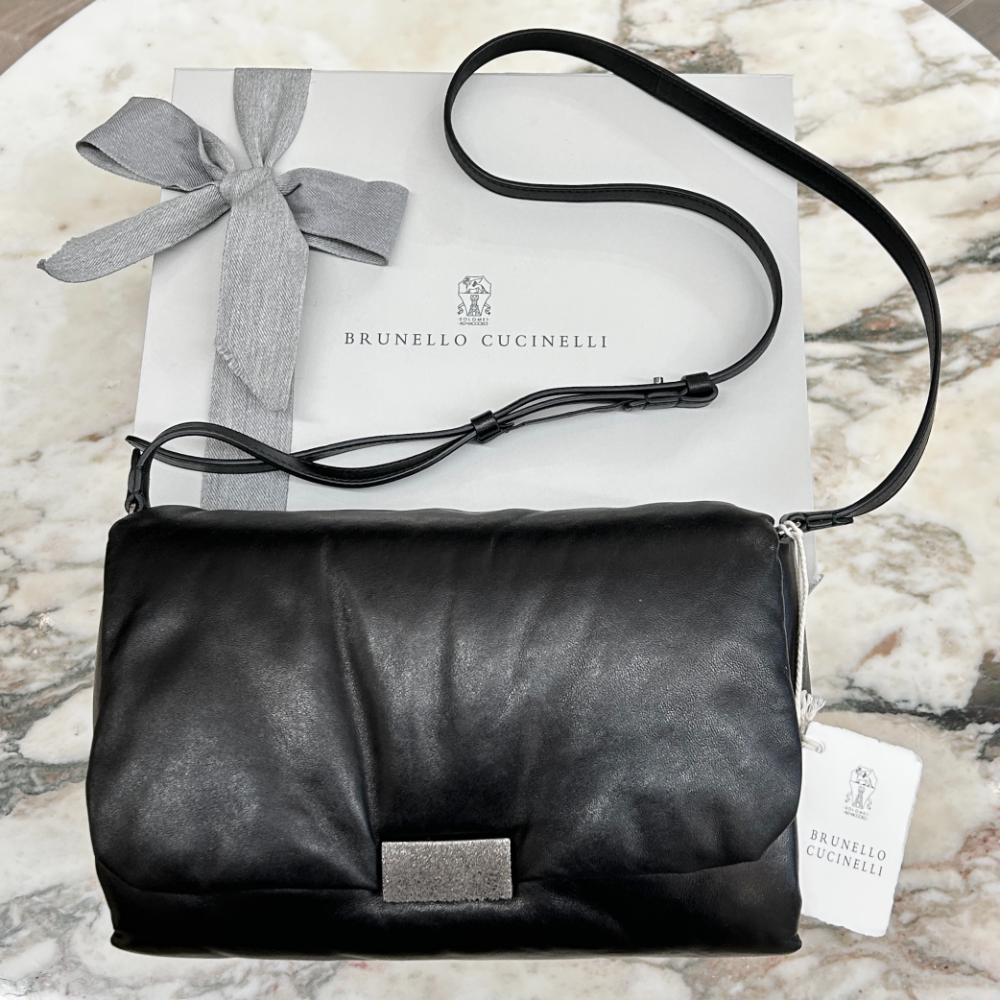 Brunello Cucinelli black padded leather bag