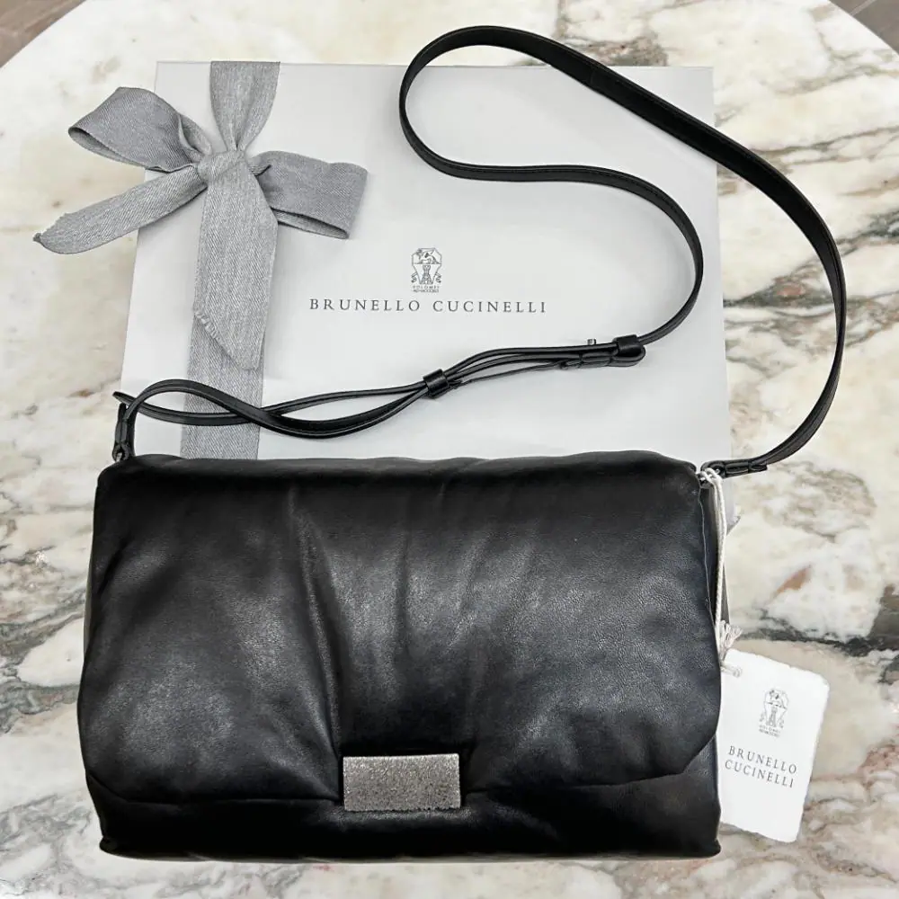 Brunello Cucinelli black padded leather bag