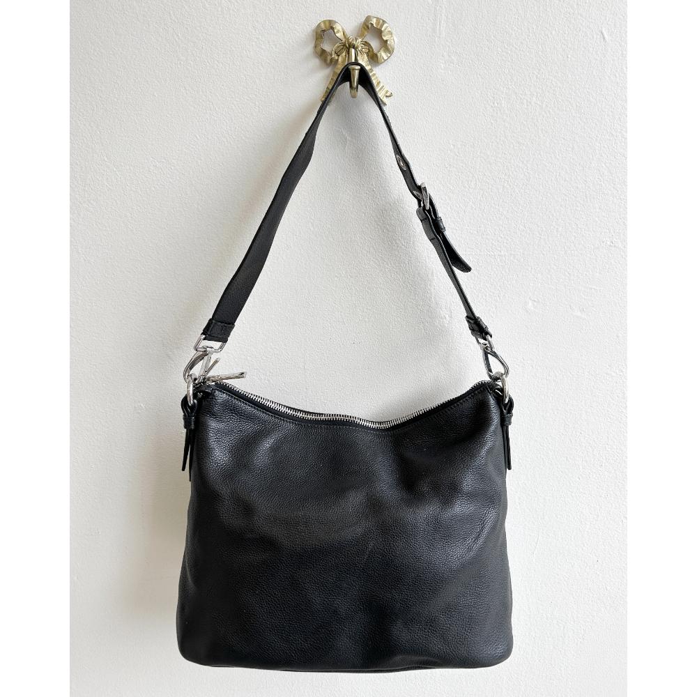 Prada Vitello Daino black leather shoulder bag