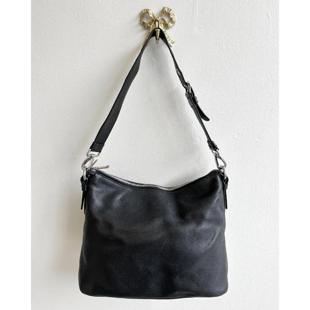 Prada Vitello Daino black leather shoulder bag