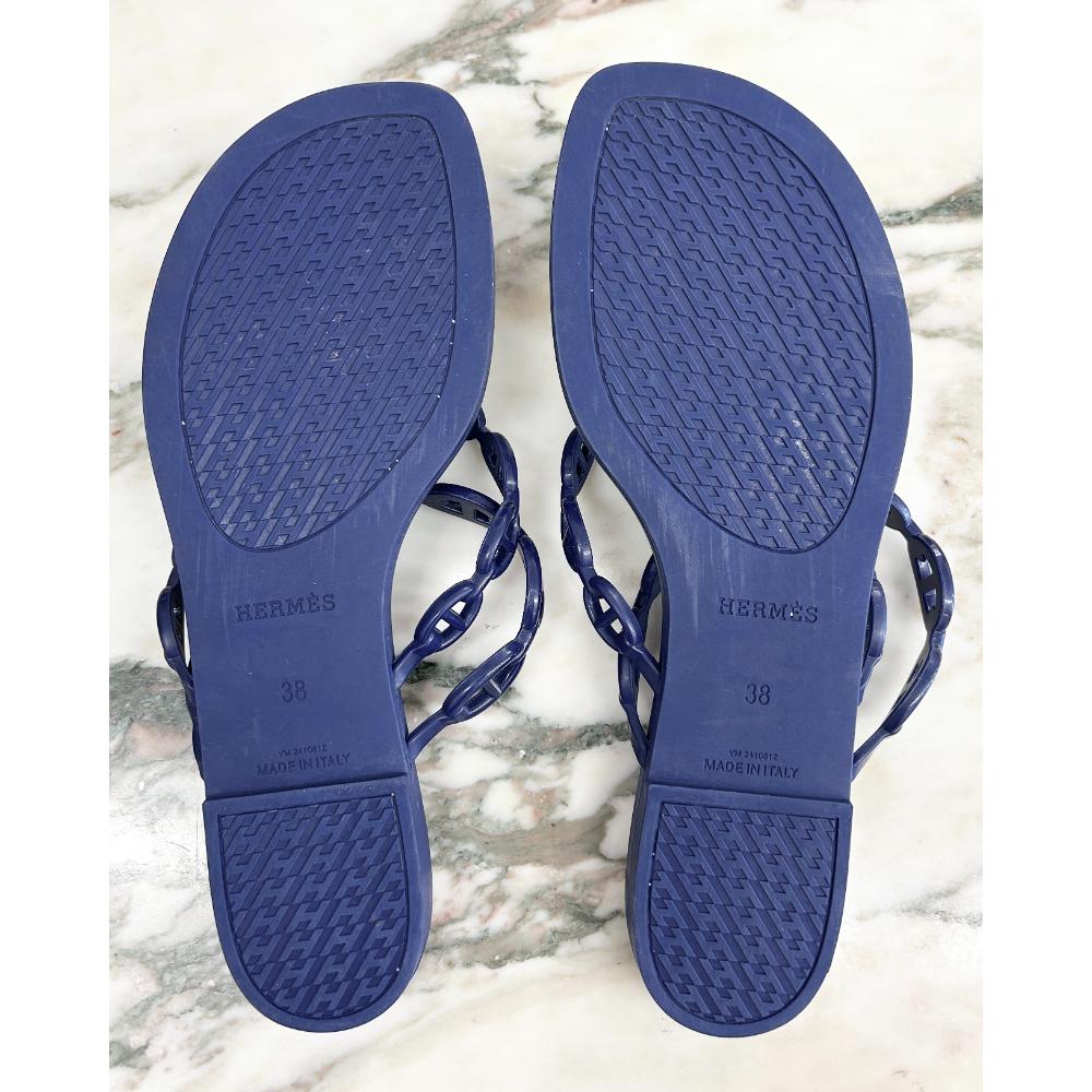 Hermès Island rubber sandals in cobalt blue - Size 38