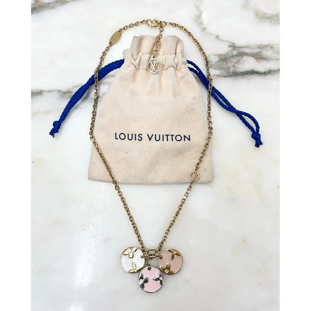 Louis Vuitton Miss LV enamel & gold tone charms necklace