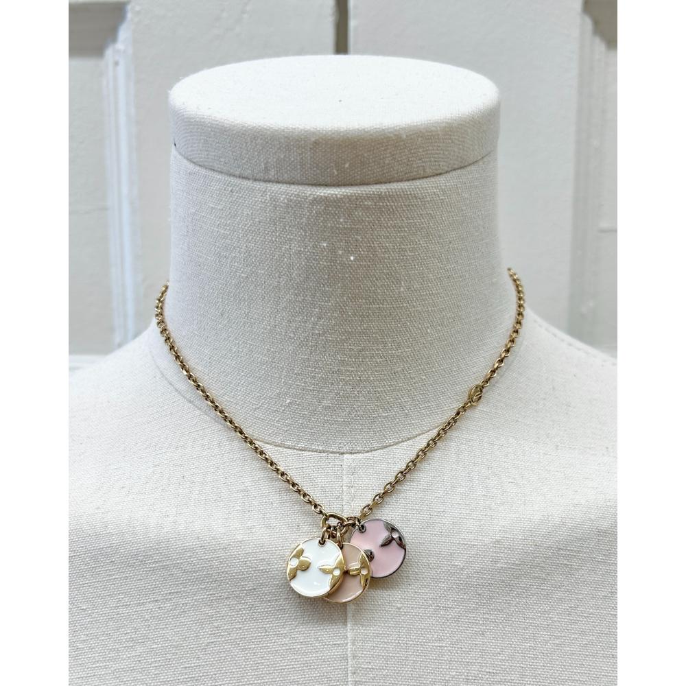 Louis Vuitton Miss LV enamel & gold tone charms necklace