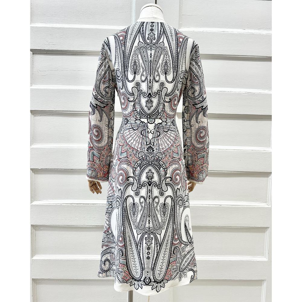 Etro cream, black & red paisley print dress