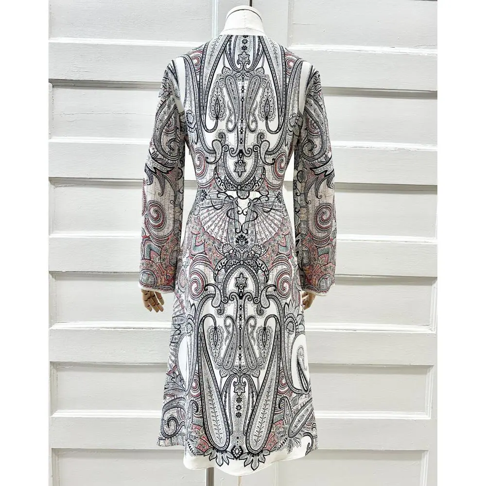 Etro cream, black & red paisley print dress