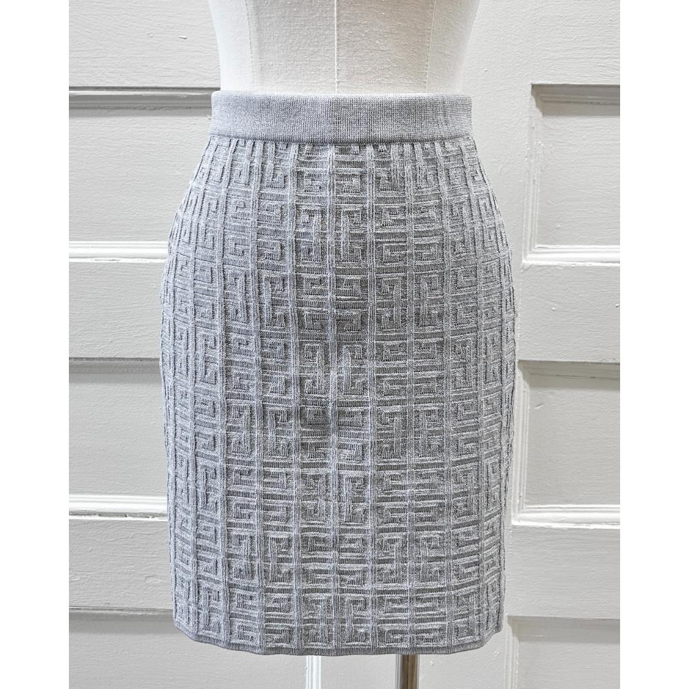 Givenchy metallic logo-jacquard knit mini skirt ~ Size XS/S