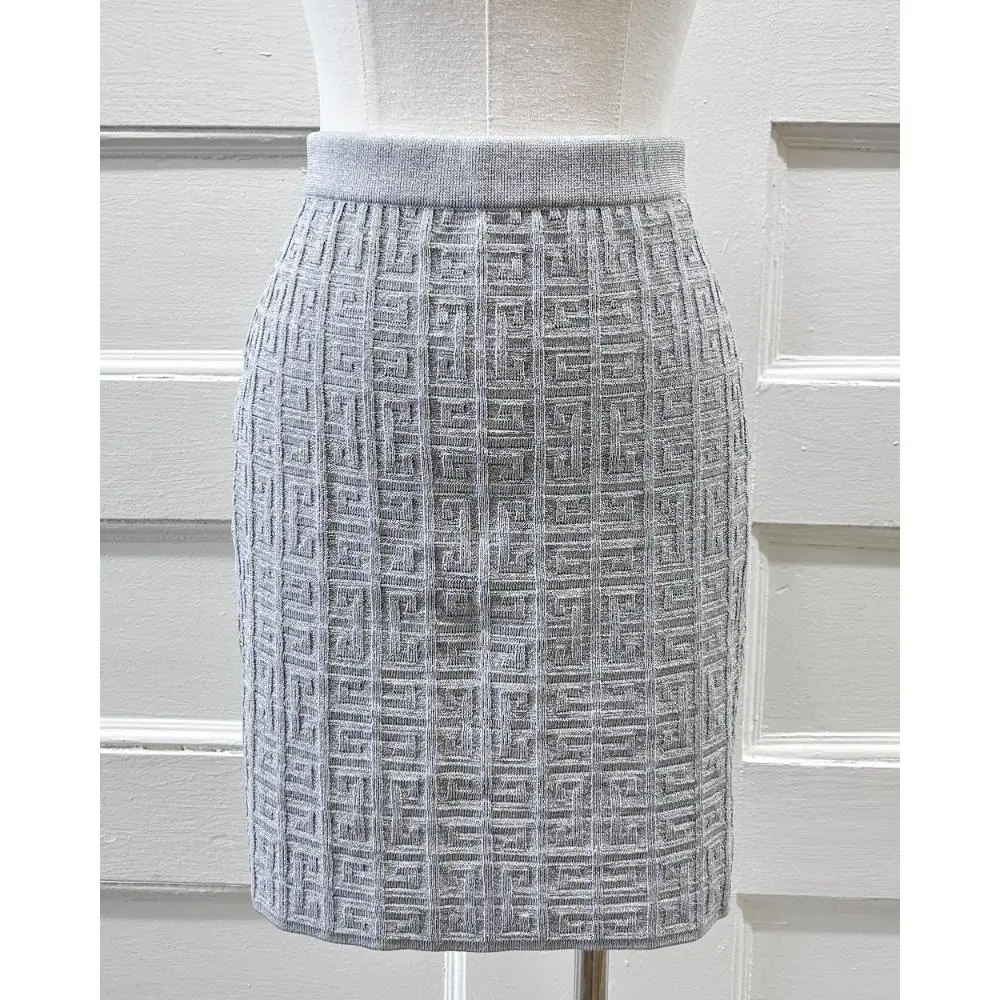 Givenchy metallic logo-jacquard knit mini skirt ~ Size XS/S
