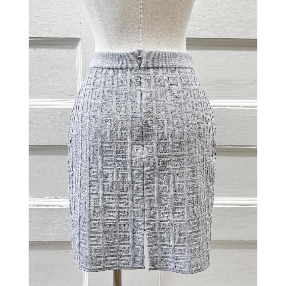 Givenchy metallic logo-jacquard knit mini skirt ~ Size XS/S