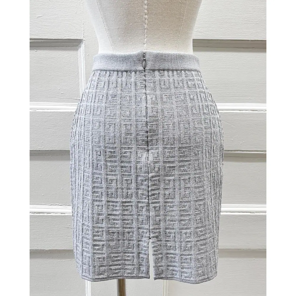 Givenchy metallic logo-jacquard knit mini skirt ~ Size XS/S