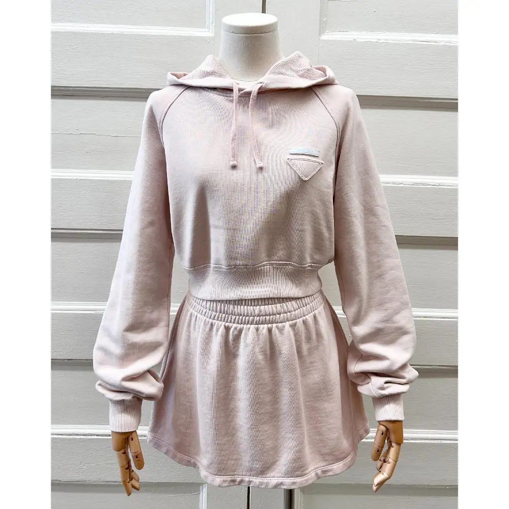 Prada baby pink terrycloth cropped hoodie ~ Size XS