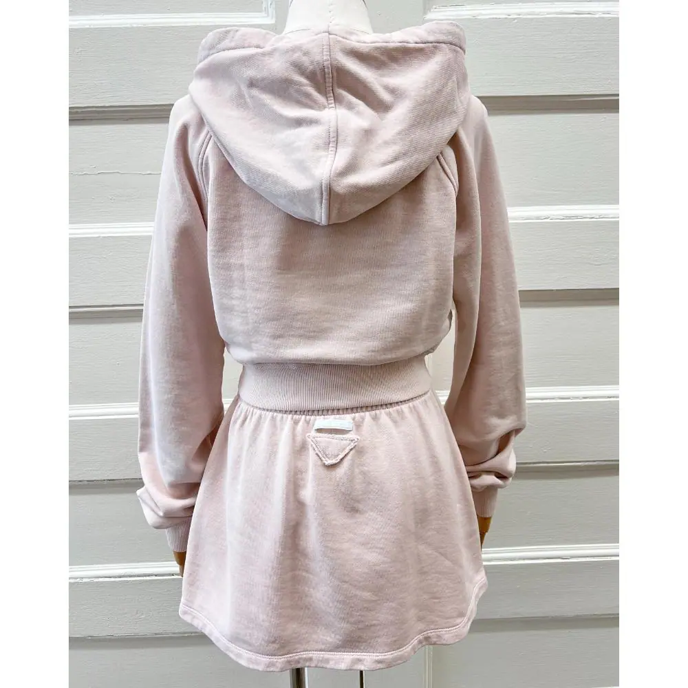 Prada baby pink terrycloth cropped hoodie ~ Size XS